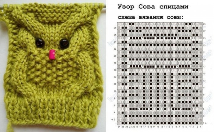 Котошапочка спицами «Сова» Котошапочка спицами «Сова»