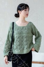 Джемпер красивым узором ромбаи с шишечками в технике филейного вязания