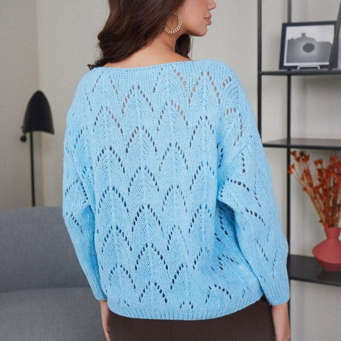 Голубой джемпер с горловиной в форме лодочки