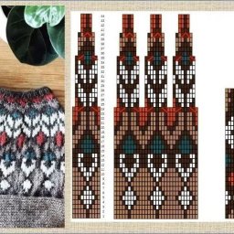 Схема узора для жаккардовой кокетки спицами