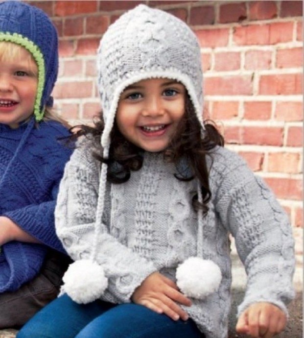 Вяжем комплект для детей из пуловера и шапочки
