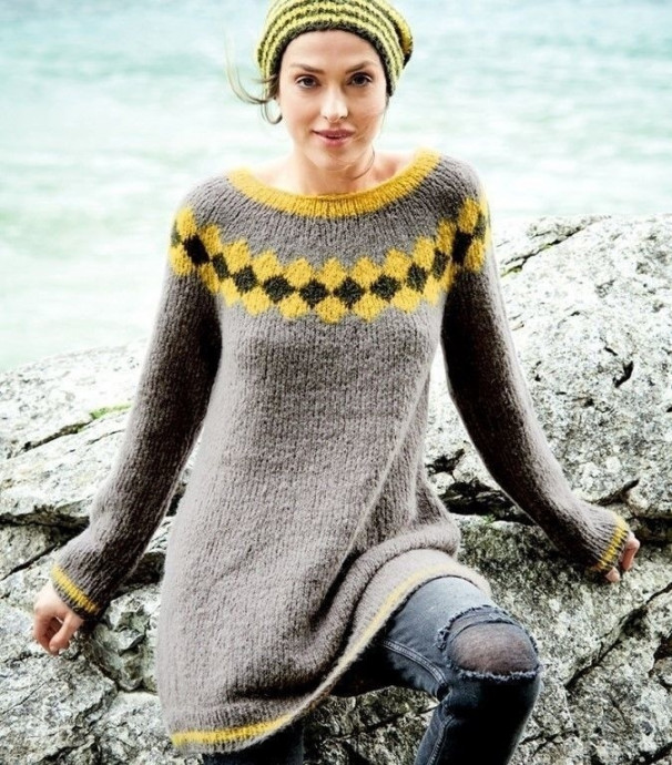 Туника с жаккардовыми ромбами