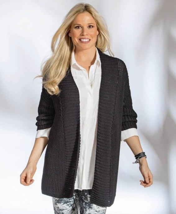 Черный кардиган с полупатентным узором