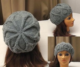 Берет спицами с красивоймакушкой