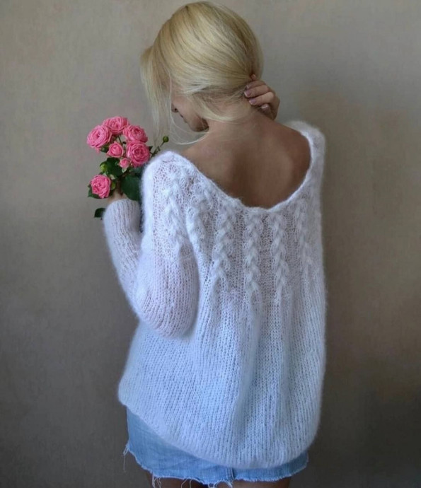 Блуза из soft dream, вяжем спицами