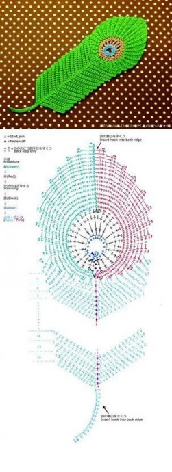 Вязаные пёрышки, схемы в копилку мастерицы