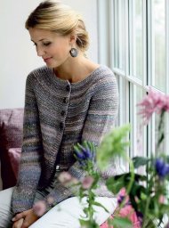Кардиган с круглой кокеткой, вяжем спицами