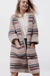 Длинный кардиган спицами