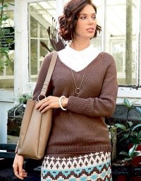 Коричневый пуловер с рукавами реглан