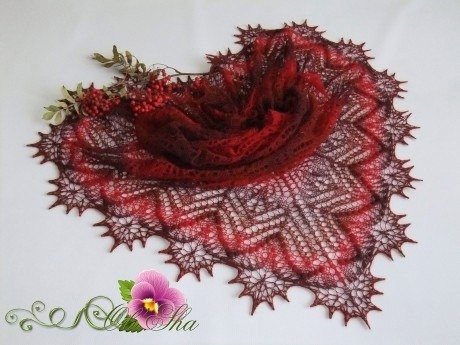 Шаль "Осенний букет", вяжем спицами