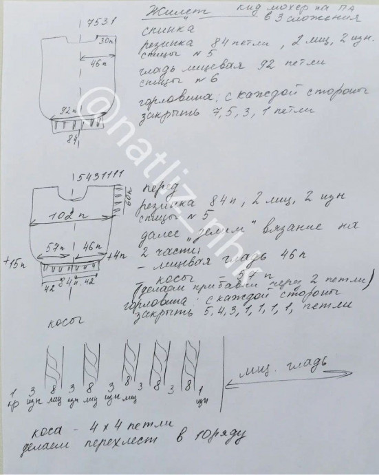 Жилет спицами