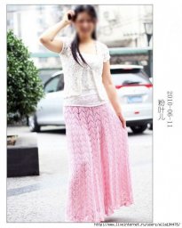 Длинная розовая юбка крючком