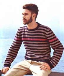 Мужской полосатый джемпер спицами