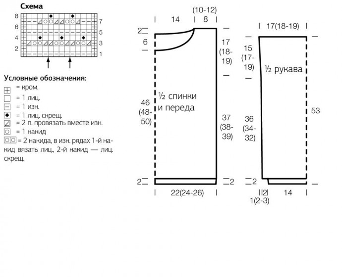 Пуловер ажурным узором спицами. Описание и схемы