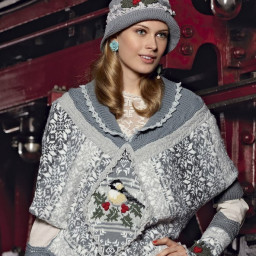 Шарф-пончо с жаккардовым узором