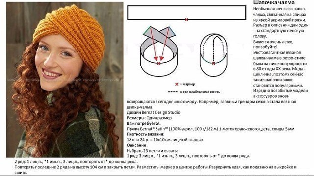 Стильный головной убор - вяжем чалму!