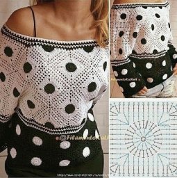 Джемпep крючком из мотивов