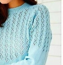 Джемпер-реглан с ажурной кокеткой