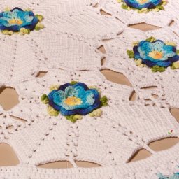 Коврик с синими цветочками