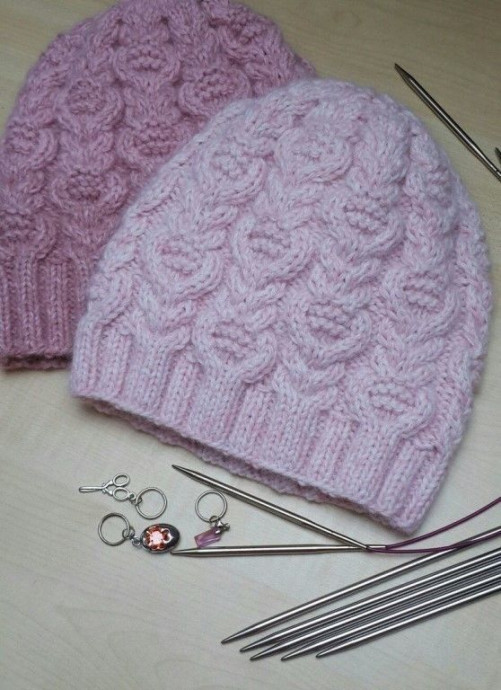 Вяжем шапочку - узор "Тюльпаны"