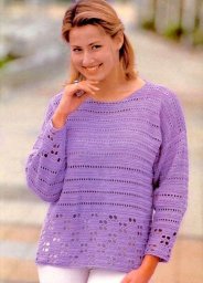Сиреневый джемпер с ажурной каймой