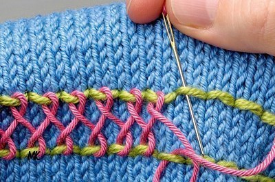 Сочетание вязание и вышивку, способы украшения полотна!
