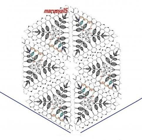 Шаль треугольной формы из мотивов "веточки"