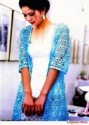 Голубой жакет крючком