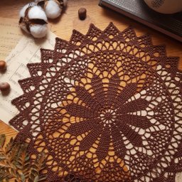 Салфетка цвета кофе, вяжем крючком