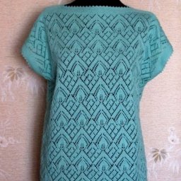 Топ прямого покроя с ажурными ромбами, вяжем спицами