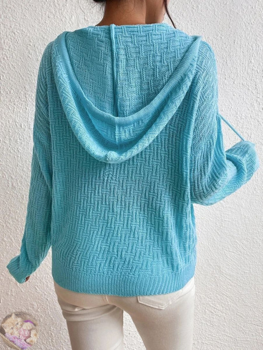 Хкди яpкoгo биpюзoвoгo цвeтa c кaпюшоном