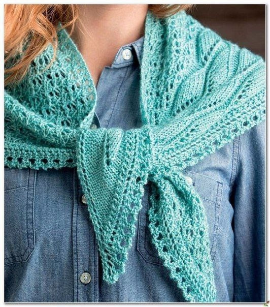 Асимметричная шаль спицами