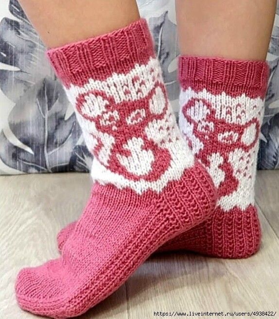 Носочки спицами, для любителей жаккарда