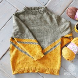 Реглан-погон спицами