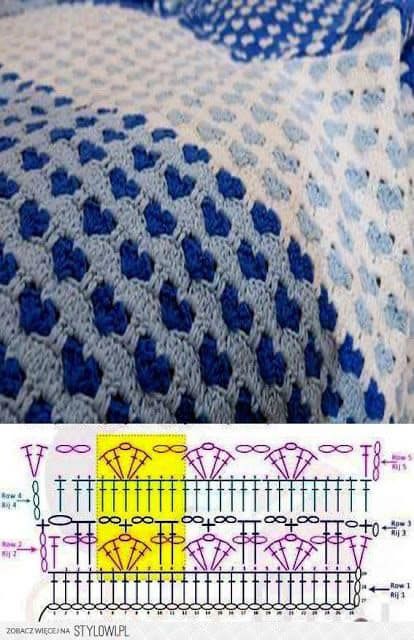 Интересный узор в виде сердечек, вяжем крючком
