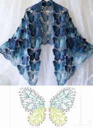 Вязаная шаль с бабочками: схема и идеи