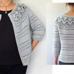 Милый жакет, вяжем крючком