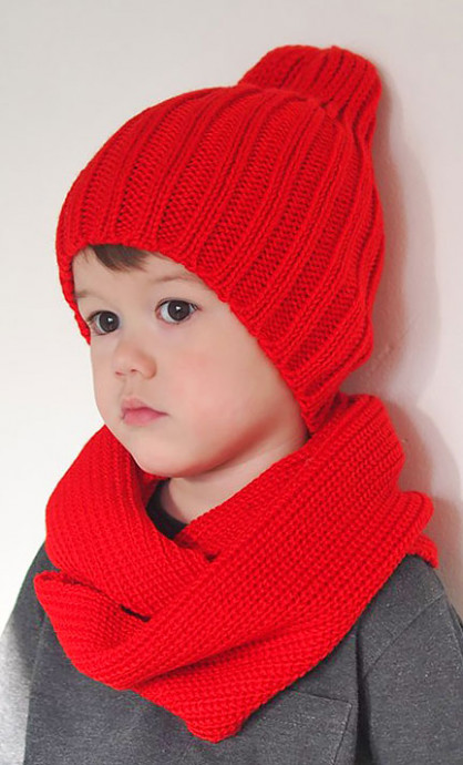 Детская шапочка-тыковка связана резинкой 2х3 &ndash; 2х2