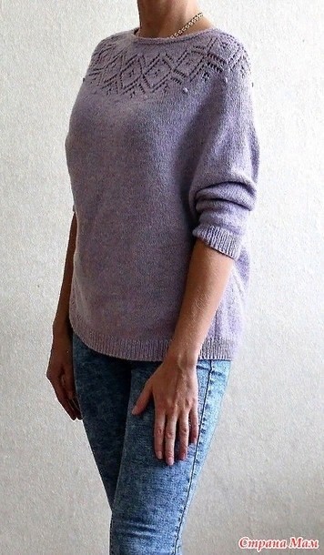 Пуловер с круглой кокеткой, вяжем спицами