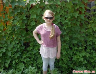 Топ оверсайз для девочки "Тюльпан" ( спицами)