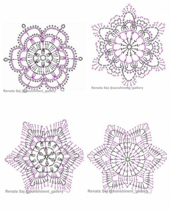 Схемы для очаровательных снежинок крючком