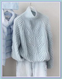 Пуловер "Wave" спицами узором на основе английской (патентной) резинки