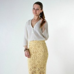 Вяжем нежную юбочку из мотивов