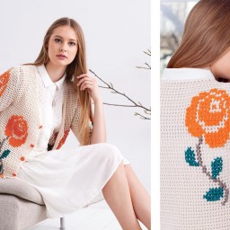 Вышиваем розы на вязаном жакете