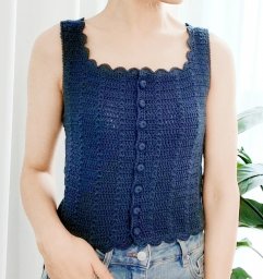 Летний топ на пуговках, вяжем крючком