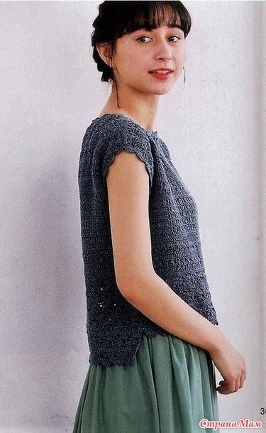 Ажурный топ с удлиненной спинкой, вяжем крючком Ажурный топ с удлиненной спинкой, вяжем крючком