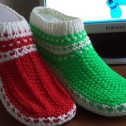 Еще одна идея для тапочек спицами