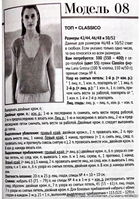 Топ классический, вяжем спицами Топ классический, вяжем спицами