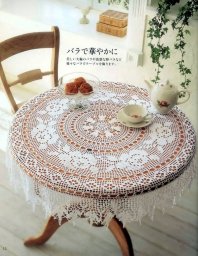 Круглая скатерть с розами филейным вязанием крючком