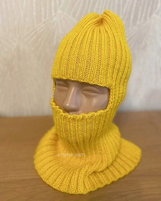 Желтая балаклава спицами